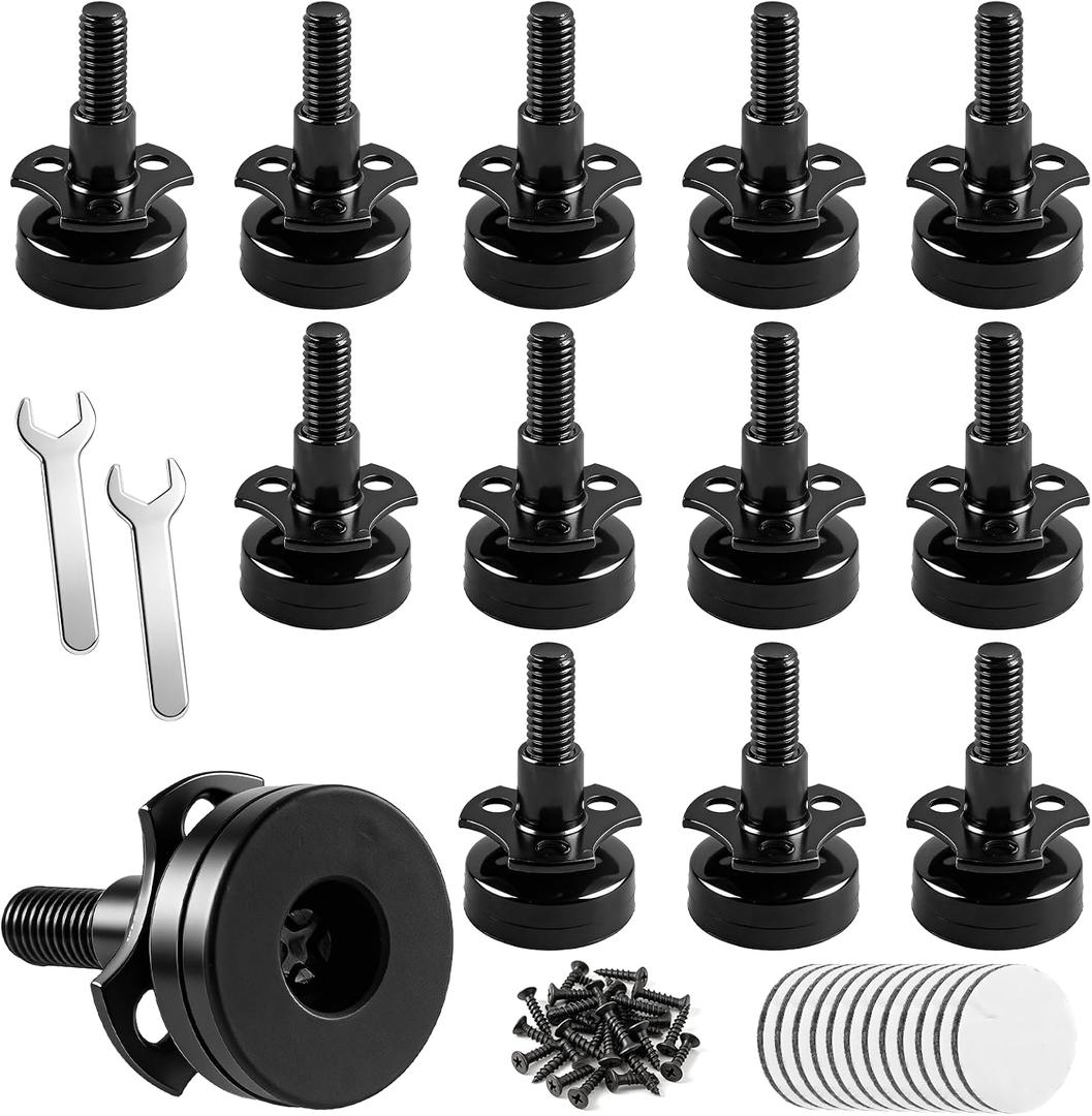 12 Packs Heavy Duty Furniture Levelers 3/8''-16 Thread w/ T-Nut Kit Furniture Leveling Feet Adjustable Furniture Levelers for Tables,Cabinets,Chairs,Workbench,Sofa and More,Large Base Supports 2640LBs