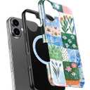 DEENAKIN for iPhone 16 Case - Wireless Charging Compatible - Dual-Layer Hard Shell & Silicone Cover - Protective Phone Case with Trendy Cute Designs for Women - Watercolor Floral Patch
