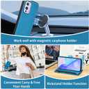 Asuwish Phone Case for OnePlus 9 OnePlus9 5G Zipper Wallet Magnetic Cell Cover with Tempered Glass Screen Protector Strap Flower Card Holder One Plus9 On 1 Plus 1plus One+ 1+ 1+9 Nine Women Girls Blue