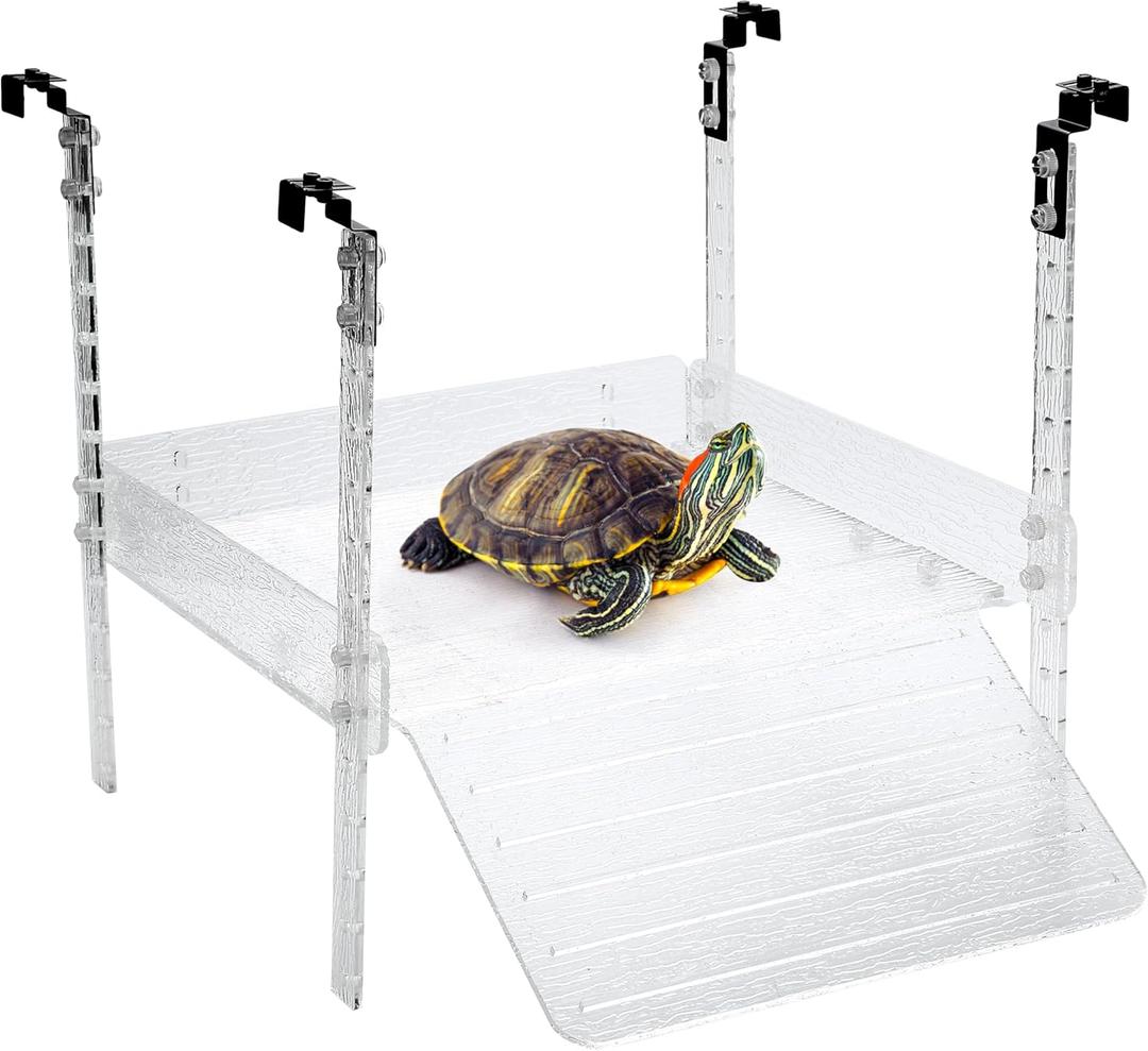 Hanging Turtle Basking Platform for Aquatic Turtles 40 Breeder 75 Gallon, Aquatic Reptile Ramp Dock, Turtle Terrace, Turtles Tank Accessories (Extra Large)