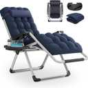 Athena Collection Zero Gravity Outdoor Lounge Chair with Removable Cushion, 25" Width Pool Lounge Lawn Chair Reclining with Cup Holder, Outdoor Chaise for Beach Patio Backyard Outside, Blue