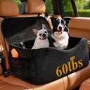 Large Dog Car Seat for Medium Sized, Dog Booster Car Seat, Pet Booster Seats up to 60 lbs or 2 Small with 4" Memory Foam for Back Seat, Triple Safety Belts, Storage Pockets, Detachable/Washable
