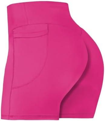 Sunzel No Front Seam Biker Shorts for Women with Pockets, Yoga Workout Gym Bike Shorts with Tummy Control, S