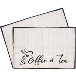 CRASPIRE Coffee Bar Set - 2pcs Burlap Coffee Maker Mats, 20'X 14' Fabric Backed Placemats for Kitchen Countertops