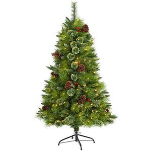 Nearly Natural 5ft. Montana Mixed Pine Artificial Christmas Tree with Pine Cones, Berries and 250 Clear LED Lights
