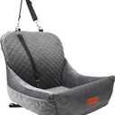 WOOAIDAGG Dog Car Seat,Fully Detachable and Washable Cover,Easy to Assemble,Comfy Cushion Fill in Memory Foam,2 Clip-On Safety Leashes and Storage Pockets (Grey)