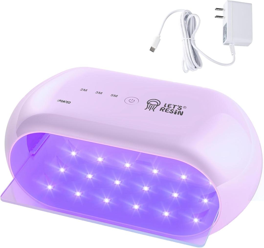 LET'S RESIN UV Light,Two-Sided Longer time Setting(2m,3m,5m) UV Lamp with Single Head Adapter, Large Size 36 Beads LED Light for Resin Curing, Resin Molds,DIY Craft Decor(Purple)