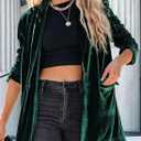 Happy Sailed Women's Velvet Blazer Jackets Casual Long Sleeve Lapel Collar Pocketed Blazer Suits Work Outfits (Green)