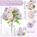 Lyrow 8 Pcs Peony Artificial Flowers Fake Silk Hydrangea Bouquet Elegant Peony Flowers for Wedding Decoration Faux Realistic Floral for Home Party Table Centerpieces Arrangement (Pink,Purple)