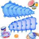 14 piece set circular square silicone dustproof and fresh-keeping cover, kitchen and household stretchable refrigerator microwave sealing and fresh-keeping film (blue)