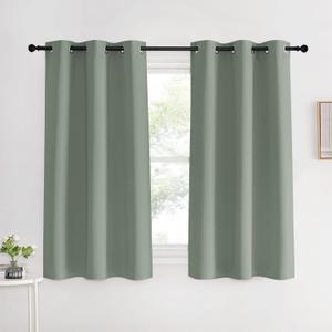 NICETOWN Bedroom Curtain Panels Blackout Draperies, 1 Pair, 42 by 60 inches, Greyish Green, Thermal Insulated Solid Grommet Blackout Curtains/Drapes