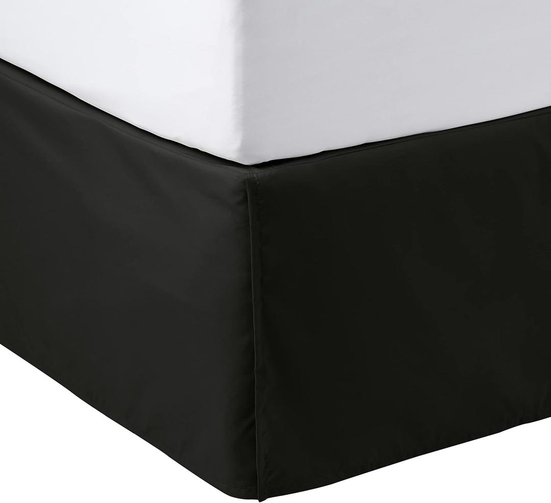 Amazon Basics Lightweight Pleated Bed Skirt, Queen, Black, Solid