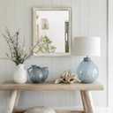 Wood Frame Wall Mirror 16x20 inches | Rustic White Farmhouse Mirror Decor | Vertical and Horizontal Hanging | Living Room Bathroom (Distressed White)