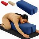 Rectangular Yoga Bolster Pillow for Meditation, Yoga & Back Support – Soft Meditation Cushion with Removable Hand Wash Cotton Cover & Carry Handle (Blue)