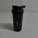 BlenderBottle Strada Sleek Shaker Cup Insulated Stainless Steel Water Bottle with Wire Whisk, 25-Ounce, Black