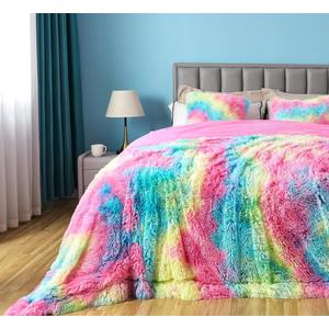 GONAAP Fuzzy Faux Fur Throw Blanket Queen Size Purple Super Soft Cozy Plush Fuzzy Shaggy Blanket for Couch Sofa Bed (Queen(90"x90"))