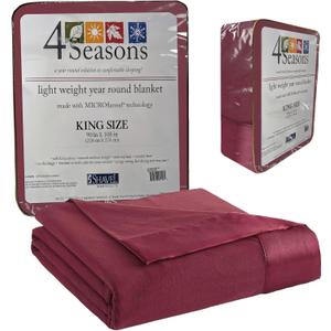 Thermee Micro Flannel King Size Blankets, Lightweight All Seasons Cozy Blanket, Throw Blankets for Home and Living Room, Comfy & Soft Blanket for Couch, Machine Wash, No Pilling - Burgundy
