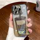 3D Bling Sparkle Plating Juice Bottle Designer Phone Case Compatible with iPhone 11 Pro Max, Cute Liquid Floating Gradient Glitter Quicksand Cup Phone Case with Camera Protection for Women - Gold