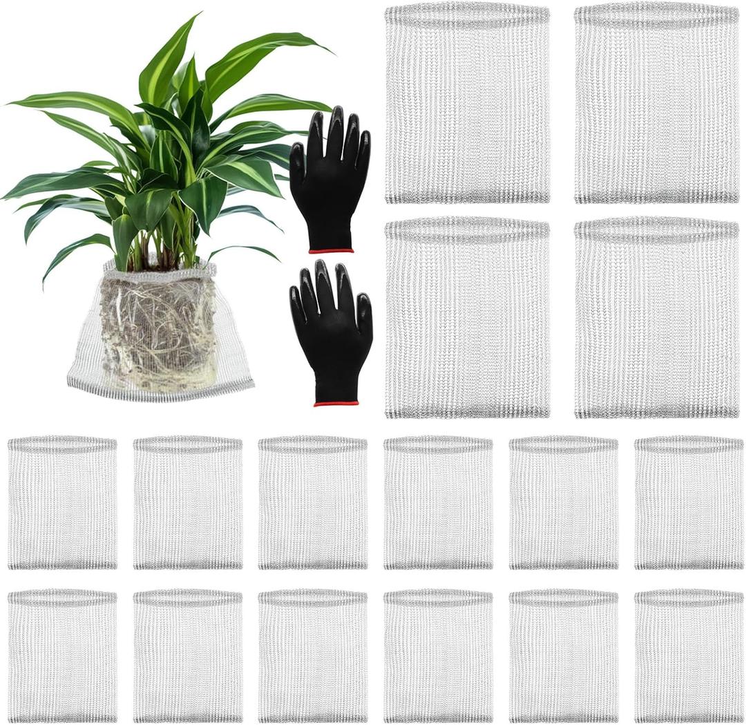 16 Pcs Root Guard Gopher Proof Stainless Wire Steel Baskets, 1 Gallon Broad Gophers Moles Voles Mesh Baskets Protect Plant Roots Tubers Trees Flowers Crops (16 Pcs 1 Gallon Broad)