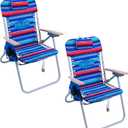 Tommy Bahama Hi-Boy 17" Seat Height 4-Position Lace-Up Suspension Folding Beach Backpack Chair
