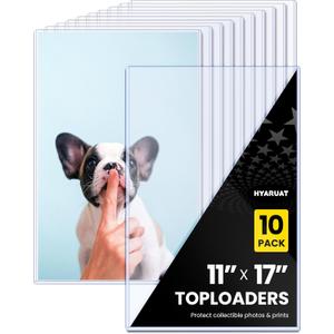 11 x 17 Rigid Clear Toploaders - Durable PVC Document Protectors, Plastic Sleeves for Photos, Larger Art Prints, and Menu Covers, 10 Pack
