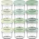 KeaBabies 12pk 4oz Glass Baby Food Containers with Lids  LeakProof, Microwavable Small Glass Jars, Baby Purees & Toddler Snack Storage Containers, BPAFree, Dishwasher & Freezer Safe (Sage)