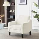 VINGLI Mid Century Modern Accent Chairs for Living Room, Cream White Comfy Reading Chair Soft Chenille Sofa Chairs Upholstered Side Armchair for Living Room, Bedroom, Apartment, 29.9 inches x 30.7 inches x 33 inches