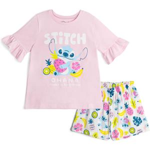 Disney Girls' 2-Piece Short Sleeve Tee and Gauze Shorts Set for Baby & Kids