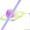 Stylus Pen for Android/iOS Tablet,Tablet Pencil with Pom Tip Rechargeable Active Stylus Pen for iPhone/Samsung/XiaoMi/Huawei/Vivo/Lenovo And Other Android Smartphones And Tablets-Purple