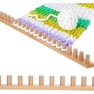 Sienson 52" Chunky Knitting Loom for Blanket Making  Foldable Wood Frame, Portable DIY Hand Knitting Kit for Beginners, Reusable Blanket Loom for Bulky Yarn Crafts & Gifts