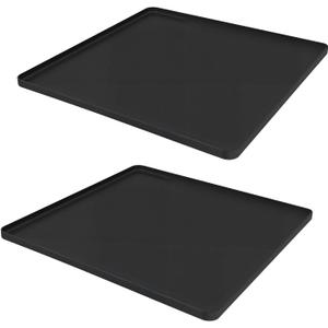 Mini Fridge Mat Set of 2, 19.7x19.7x0.6 Inch Non-Slip Thick Under Refrigerator Silicone Mat, Leak-Proof Washer Drip Tray for Carpet Floor Protection, Black