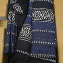 Pariitadin Baja Saddle Blanket Car Seat Covers Full Set with Seat Belt Pads, Washable Breathable Striped Woven Cloth Seat Covers for Cars Interior, Universal Fit Most Cars, Airbag Compatible, Blue