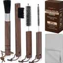 Takavu Coffee Grinder Cleaning Kit  5pcs Boar Bristle Grinder Brush, Detail Scrub Brush, Steam Wand Brushes & Microfiber Towel for Espresso Machine Coffee Maker Pour Over