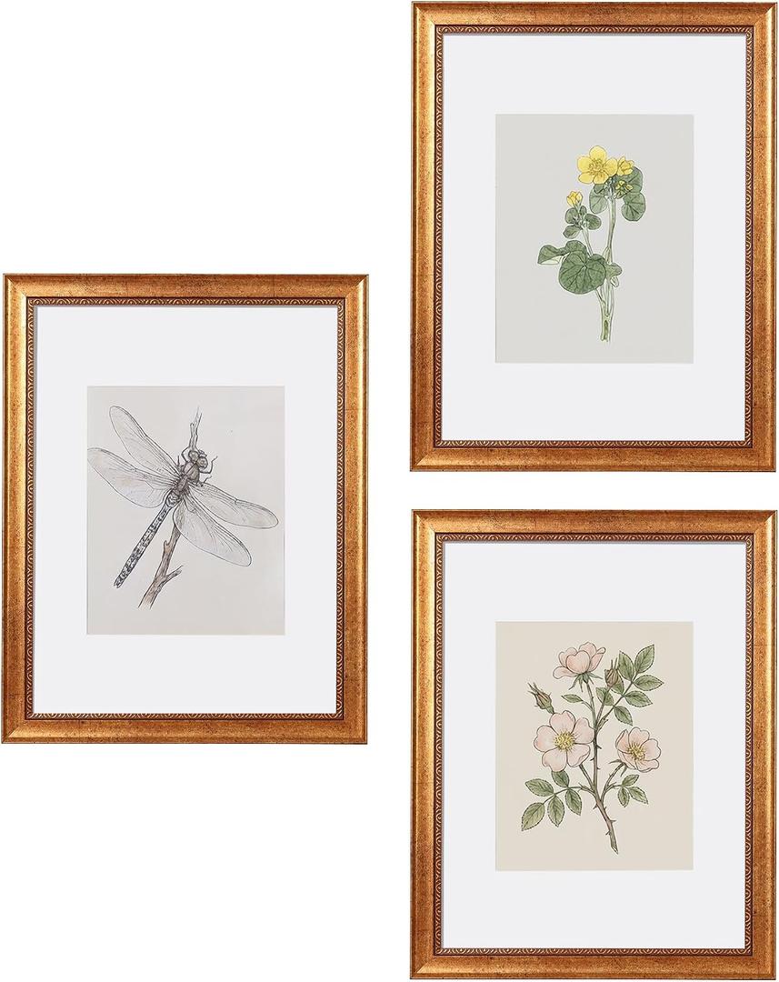 Set of 3 Photo Frame 12 X 16 Vintage Picture Frame for Wall or Tabletop
8x10" Picture with Mat or 12x16" Picture without Mat Wall Decor Gift for Living Room, Kitchen, Office