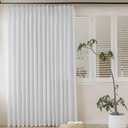 MAIHER Light Filtering Pinch Pleat Curtains 96 Inches Long, Linen Blend Beige White Semi Sheer Pleated Drapes Patio Door Window Curtains for Living Room 1 Panel, 72" W x 96" L