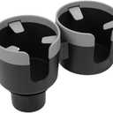 Car Double Cup Holder Extender, 2-in-1 Car Cup Holder Adapter with Adjustable Base, Universal Multifunctional Cup Holder Organizer for Beverage, Snack, Cup, Bottle Storage (Grey)