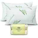 OMEO 2 Pack King Size Rayon Derived from Bamboo Pillow for Sleeping Shredded Memory Foam Bed Pillows for Side, Back and Stomach Sleepers, Soft, Cooling, Adjustable and Washable Cover 20" x 36"