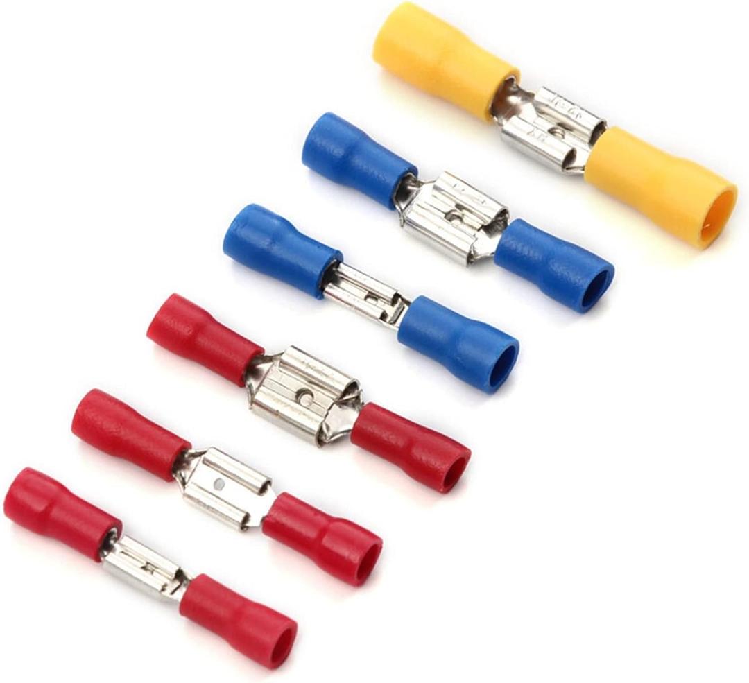 80 Pcs Electrical Cable Connectors Assorted, Insulated Wire Cable Crimp U-Type Fork Spade Butt Ring Connector Assortment Kit, Male/Female Wire Cable Crimp Terminals