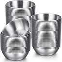 Tanlade 50 Pcs Metal Sauce Bowls Round Stainless Steel Seasoning Dishes Cups 3.2 Inch Mini Saucers Ramekins Plates Small Sushi Dipping Bowls Prep Appetizer Plates for Kitchen(Silver)