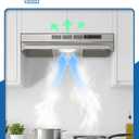 Range Hood 30inch Under Cabinet - Ducted/Ductless Convertible Durable Stainless Steel, 300CFM & 45dB Quiet oven/stove vent hood for kitchen & Apartments with 2-Speed Exhaust Fan & Reusable Filter