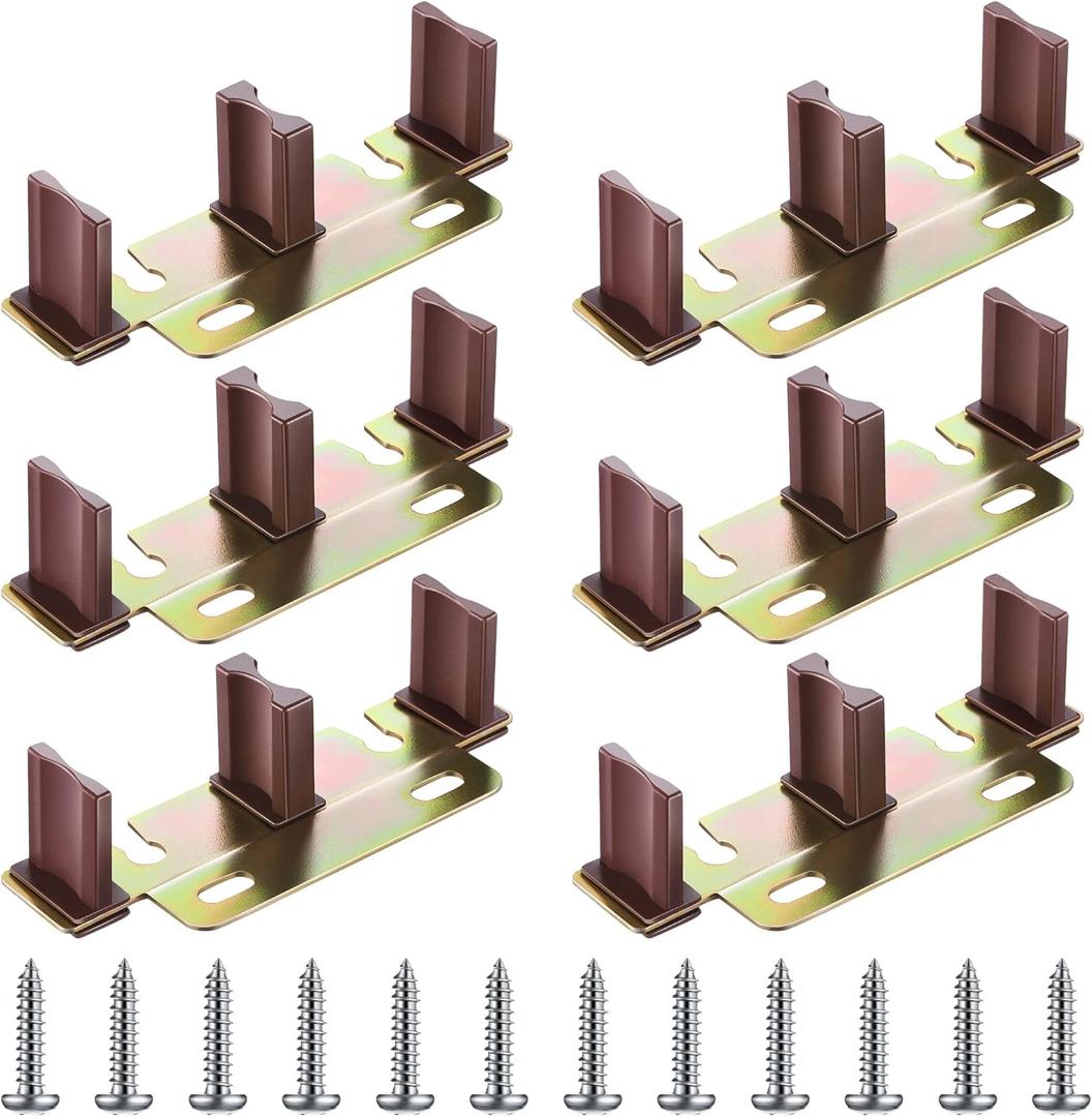 Enhon Sliding Closet Door Floor Guide, Compatible with N 6796 Stamped Steel Door Slider, Fits 3/4'' to 1-3/8'' Thick Doors, Universal Adjustable Width Sliding Track Floor Mount Guide(6 Pack)