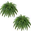 Artificial Boston Fern Bush- Set of 2 Large Artificial Ferns for Outdoors, 45Inch Large Faux Ferns, Suitable for Office & Living Room Decor, 55Branches for Each Bouquet (45"- 55 Leaves)