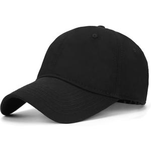 Oversize XXL Baseball Cap for Men Women, Extra Large Baseball Hat for Big Heads 23.6"-25.6", Adjustable Soft Crown Dad Cap (A - Cotton Black)