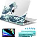 May Chen Compatible with New MacBook Air 13 inch Case 2021, 2020 2019 2018 Release Model: M1 A2337 A2179 A1932, Plastic Hard Shell Case Cover for Mabook Air 13 inch with Retina Dispaly, Great Wave