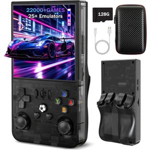 R36MAX Retro Handheld Game Console, Portable Hand Held Open Source Linux System, 4.0 Inch 720x720 IPS Screen, 128GB Storage 22,000+ Classic Games, 4000mAh Battery Gaming Handheld(Deep Black)