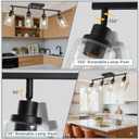 LOUSACE 4-Light Black Track Lighting Fixture, Flush Mount Ceiling Spotlight with Rotatable Heads & Seeded Glass Shade for Kitchen Closet Hallway Entryway Bar