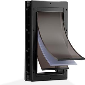 3-Flap Plastic Dog Door, Large Doggy Door for Interior and Exterior Doors, Never Rust Doggie Door with Insulation Layer, 2 Magnetic Flaps, Closing Panel, for Pet Up to 100lb