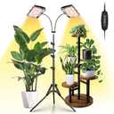 LBW Grow Lights for Indoor Plants, Full Spectrum Standing Plant Grow Light with 4/8/12H Timer, 6 Dimmable Levels, 68" Adjustable Tripod, Floor Grow Lamp for Large Indoor Plants, Dual Heads Plus