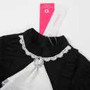 ReliBeauty Susan B Anthony Costume for Girls, Black Victorian Era Colonial Dress with Puff Sleeves & Sash (Black, M)