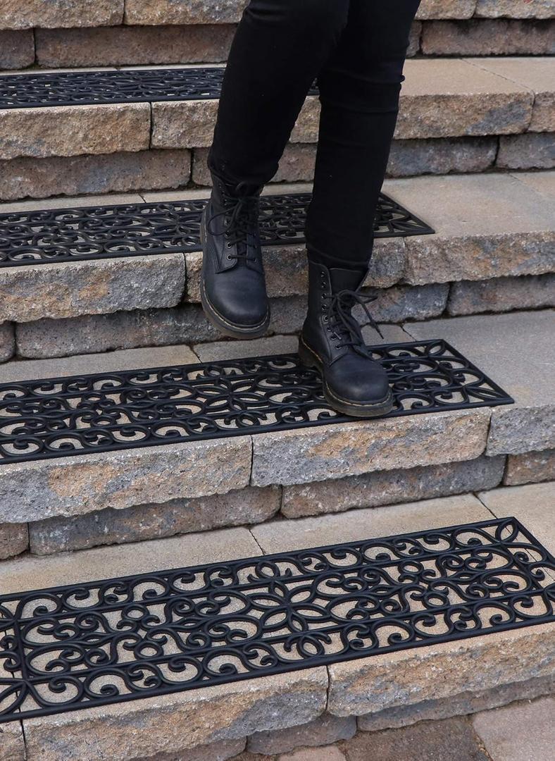 Rubber Stair Treads Non-Slip Outdoor 42x10 (5-Pack)  Anti-Slip Step Mat
